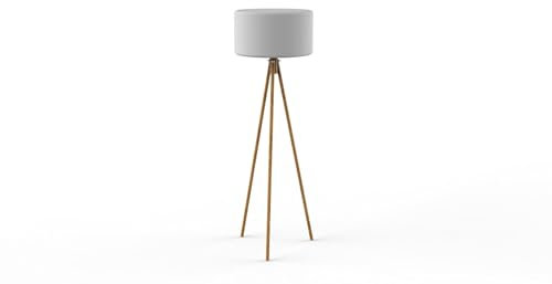 CHLOE-Lámpara de pie para exteriores trípode LED RGB Solar Inalámbrico Madera/Polietileno H140cm Blanco New Garden