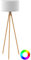 CHLOE-Lámpara de pie para exteriores trípode LED RGB Solar Inalámbrico Madera/Polietileno H140cm Blanco New Garden