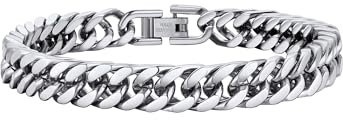 PROSTEEL Herren Armband 8mm breit Edelstahl Panzerkette Armband 19cm schwer Glieder Link Kettenarmband Armkette Armreif für Männer Jungen Hip Hop Rocker Modeschmuck Accessoire zum Geburtstag