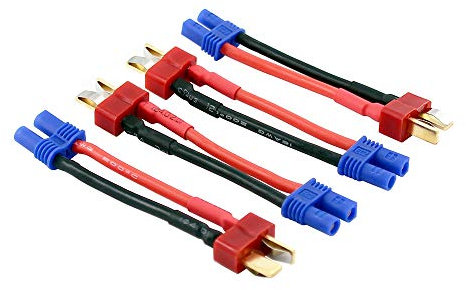 OliRC 4 x T-Stecker Dean-Stil Stecker auf EC2 Buchse Adapter mit 5 cm 16 AWG Draht (C38-4)
