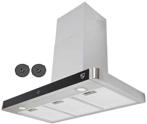 K&H 90cm Dunstabzugshaube, Wandhaube, 9 Leistungsstufen, LED, 600 m³/h, bürstenloser Motor, 5 Schicht Metall-Fettfilter TSB-90