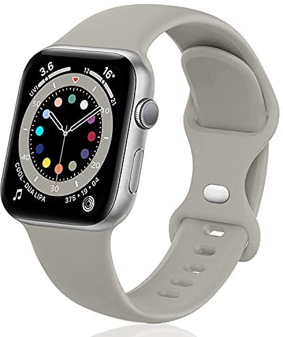 Sichy Cinturino Compatibile con Apple Watch 38mm/40mm /41mm/ 42 mm/44mm/45mm, Cinturini da Polso sostitutivi in Silicone compatibili con iWatch Series7/6/5/4/3/2/1/SE,44mm/42mm S/M,Grigio