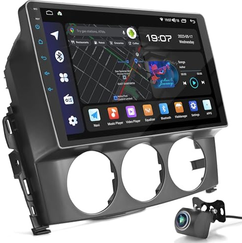 UGAR Android 15 Autoradio kompatibel für Mazda MX-5, Miata 2005-2015 9 Zoll Touchscreen-Radio mit kabellosem CarPlay & Android Auto, 4GB+64GB, Bluetooth, WLAN, DSP, DAB+, GPS-Navigation