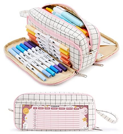 KALIDI Federmäppchen mit 3 Fächer Große Kapazität Mäppchen Federtasche Stiftetasche Pencil Case Bleistifttasche für Schule & Büro