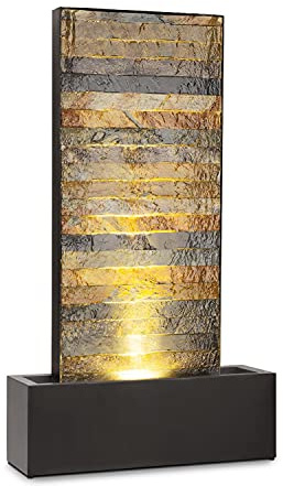 Blumfeldt Raincastle - Fuente para Patio, Circulación Continua del Agua en Circuito Cerrado, 8W, Certificado de protección IPX8, Metal zincado, estética ladrillo, Interior y Exterior, Gris