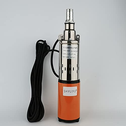SHYLIYU Bomba Sumergible para Pozo Profundo 24V 260W Bomba de Agua Sumergible Solar 2300L/H Bomba de Pozo para doméstico industrial y La agricultura