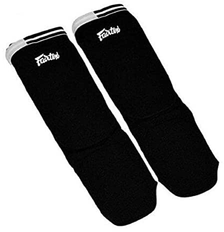 Fairtex SPE1 Kickboxing MMA Muay Thai Padded Elastic Training Sparring Shin Pads One Size Fits All (Black)