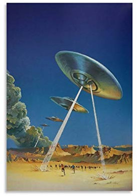 UFO-Poster, Alien-Invasion-Poster, dekoratives Gemälde, Leinwand, Wandposter und Kunstdruck, modernes Familienschlafzimmer-Dekor, Poster, 30 x 45 cm
