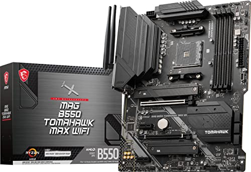 MSI MAG B550 Tomahawk MAX Carte mère de jeu WiFi AMD AM4, DDR4, PCIe 4.0, SATA 6 Go/s, M.2, USB 3.2 Gen 2, HDMI/DP, ATX, Wi-Fi 6E, processeurs AMD Ryzen 5000 Series (renouvelée)