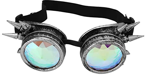 UPQRSG Kaleidoskop Brille, Exquisite Verarbeitung, Retro Brille für Betrunkene Brillen, Verstellbare Brille für Betrunkene Brillen mit Verstellbarer Schnalle, für Vintage, Dekoration(Silbrig)