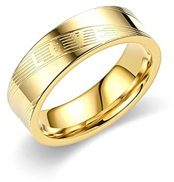 Epinki Edelstahl Eheringe Nordisch, 6MM Band Ring Love Eheringe, Gold Verlobungsring Freundschaftsringe für Damen Herren, Größe 67 (21.3)