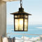 Deckenleuchte Hängelampe Aussen Pendelleuchte Schwarz Vintage Industrie E27 Innen Metall Hängeleuchte Wasserdichte IP23 Aluminium Glas Outdoor Retro Pendellampe Lampenschirm Laterne für Garten