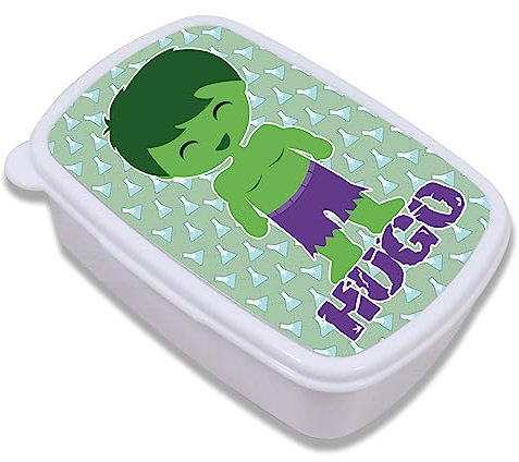 Genérico Fiambrera personalizada. Caja almuerzo niños. VUELTA AL COLE. Ideales para los almuerzos del colegio. Regalos personalizados. Diferentes modelos a elegir (Hulk)