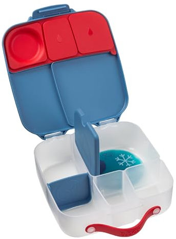 b.box Lunch Box para Niños | Fiambrera Infantil Bento Grande con 4 Compartimentos (2 Herméticos), Separador Extraíble, Bolsa de Gel Frío | Fiambrera para Niños Ideal para Escuela | 3+ Años | 2 L