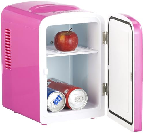 Rosenstein & Söhne Mobiler Mini-Kühlschrank: Mini-Kühlschrank AC/DC, 12/230V 4l, mit Warmhalte-Funkt., pink, B-Ware (Getränke, mit Heizfunktion, Camping)