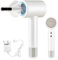 Cordless Ionic Hair Dryer with Digital Screen, 4 Mode Charging Blow Dryer with Magnetic Nozzle, Travel Hair Dryer for Women Kids Outdoor Camping Beaches (White)