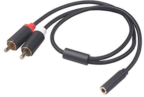 Lckiioy Prise Jack Audio StéRéO 3,5 Mm Universelle vers 2 Prise Mâle RCA vers Casque Adaptateur Audio 3,5 Y Câble-Noir