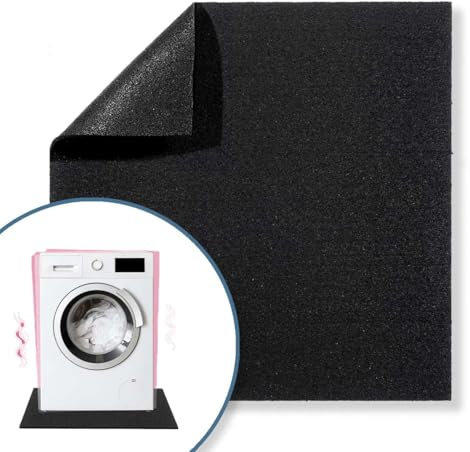 Nicoman Anti-Vibration Washing Machine Mat, Tumble Dryer Matt, Speakers Drum Noise Reduction Matting, 600 x 600 x 8 mm Black