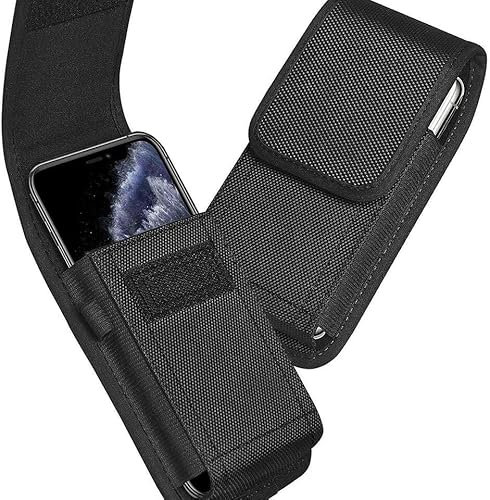 TECH SHEK [TECH UK] Universal Nylon Mobile Holster Belt Shockproof Rugged Cell Pouch Phone Case Cover With Belt Clip and Hook For Iphone, Samsung, Nokia, Huawei, LG, Motorola, Google… (XL)
