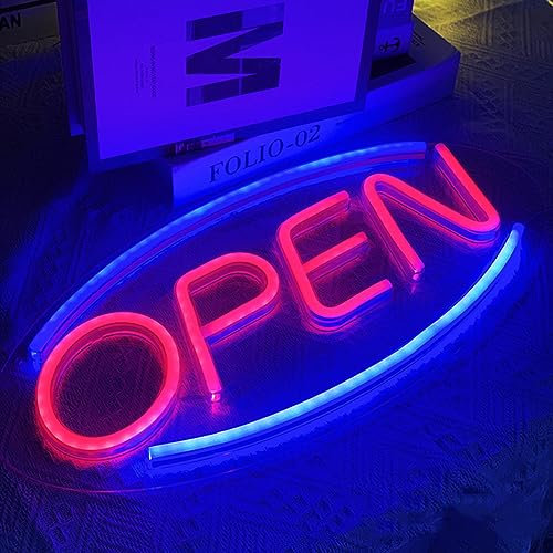 STHomedeco Open Panneau lumineux néon – 45 x 21 cm – Panneau lumineux ouvert pour bar, salon, magasin, café, magasin, club, panneau ouvert pour décoration murale (ouvert)