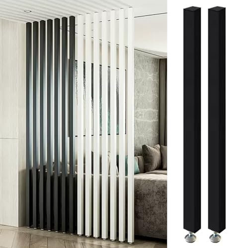 Raumteiler Trennwand, Paravent Raumtrenner Wohnzimmer Boden Bis Zur Decke Wand Posten Partitionen Bildschirme, Holzlatten Raumteiler Säule Mit Verstellbaren Füßen, Büro-Trennwände Säulen Hoch(Black 2