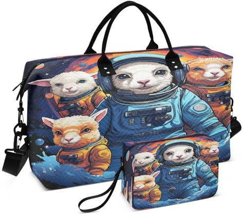 Coole Galaxie Kunst Schaf Astronaut Sporttasche Handtasche mit Make-up Aufbewahrungstasche Badetasche für Reisen Mädchen Männer