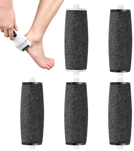 5PCS Electric Foot File Replacement Heads for Scholl Velvet Smooth Replacement Rollers Refills Pumice Stone for Feet Pedicure Hard Skin Remover Rollers Heads Compatible Foot File Refills Black