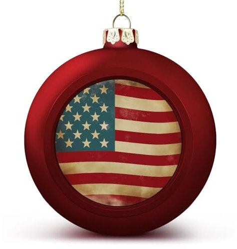 Weihnachtsschmuck-Set, Vintage-amerikanische Flagge, 4. Juli, USA-Druck, Mehrzweck-Ornamente, Winterdekorationsset, ideal für Weihnachtsbaum- und Urlaubsdekorationen