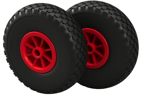 2 x PU Rad Ø 260 mm 3.00-4 Gleitlager Sliprad Sackkarrenrad PANNENSICHER, schwarz/rot