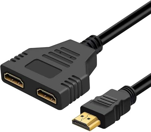 Double Adapter Splitter 1 in 2 Out for Dual Monitors HDMI Male to HDMI Female 1 to 2 Way 1080p