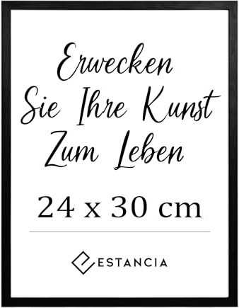 Estancia Schwarzer Bilderrahmen aus Kiefernholz 24x30 cm mit Bruchsicherem Acrylglas | Moderner Holzbilderrahmen 24 x 30 cm