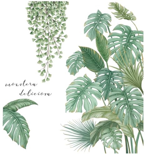 Grüne Pflanzen Wandtattoo Tropische Blätter Wohnzimmer Wandaufkleber Selbstklebende Dekorative Tapete Schlafzimmer Sofa Hintergrund Wandverschönerung Wandsticker Bereit Zum Reißen Und Aufkleben