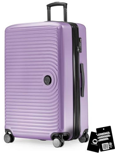 Hauptstadtkoffer Mitte Koffer 77 cm 112-130 Lmit Anhänger, Flieder | ABS-Hartschale · TSA · XL Erweiterung · 4 Rollen · Austauschbare Ersatzteile · Urlaub · 2-3 Wochen · Digitaler Kofferanhänger