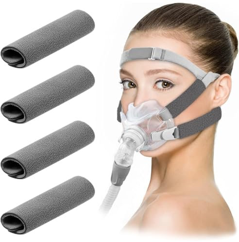 4 Stück CPAP Maske CPAP Gurtbezüge Gesichtspads CPAP Komfortpolster Gesichtspolster Gurt-Komfort-Pads CPAP reinigungstücher, Grau