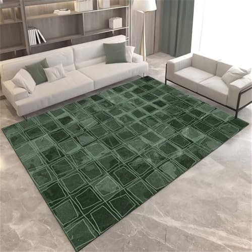DJHWWD Tapis pour Chambre Fille Deco Bureau 140x200CM Vert géométrique Moderne Sol Gaming Pas Cher Grand Enfant