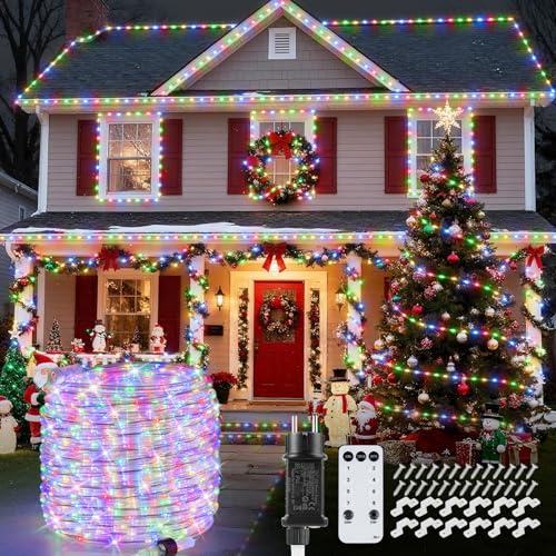 StarryEver 20M LED Schlauch Outdoor Strom, 800er LED Weihnachtsbeleuchtung Außen Strom, Mehrfarbig Lichtschlauch Strombetrieben, Bunt Lichtschläuche, Lichterschlauch für Weihnachten Garten Balkon