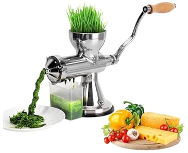 304 Stainless Steel Wheatgrass Juicer, Hand Crank Fruit Press for Wheatgrass and Leafy Green, Manual Juicer for Celery Kale Spinach Parsley Pomegranate Apple Grape