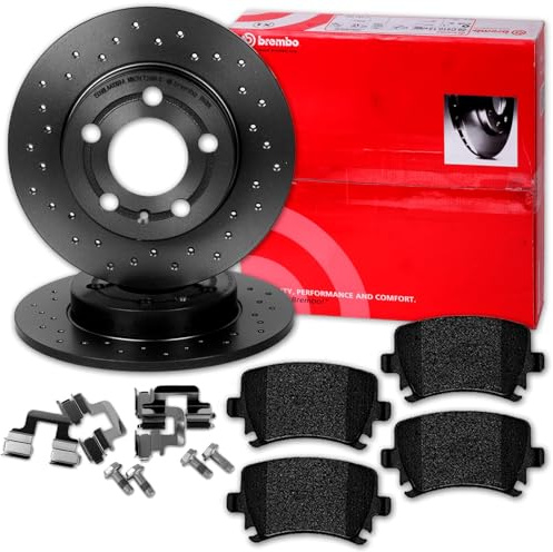 brembo Gelochte Bremsscheiben + Beläge hinten | 08.9488.1X + P85073 für Golf 5 6 A3 Octavia