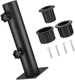 LIXSAZSE Platzsparender Schirmständer für rechteckige Geländer, vielseitig einsetzbar, aus flexiblem Edelstahl, Vier Löcher behoben, Länge 30cm