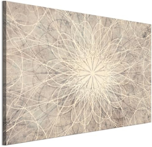LUMASOUL Wandbilder Wohnzimmer Leinwandbild Mandala 120x80 cm | 1-teiliges Bild für Schlafzimmer, Flur, Büro und Küche, modernes Foto-Motiv