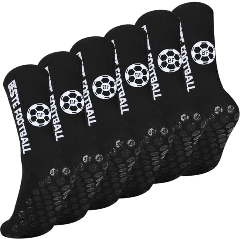 BESTE FOOTBALL 3 Paar Fußballsocken 39-42 für Herren Damen Junge und Kinder | Football Socks, Grip Socken Fussball, Atmungsaktiv Rutschfeste Sportsocken für Soccer Basketball, Geschenk