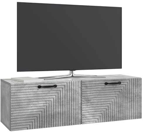 vidaXL Wandmontierter TV-Schrank Betongrau 98 x 31 x 30 cm, Wohnzimmer, moderner rechteckiger Stauraum, wandmontierte Medienkonsole, platzsparendes Möbel für Dein Zuhause