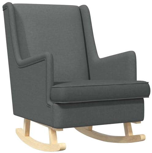 vidaXL Schaukelstuhl Dunkelgrau 62 x 80 x 85 cm Stoff, Polster-Schaukelstuhl, stylische Sitzgelegenheit mit Holzläufern, modernes Design für Wohnzimmer und Schlafzimmer