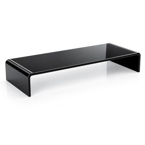 semper plastic Acrylglas Monitorständer - Exklusive Bildschirmerhöhung aus deutscher Handarbeit - 10mm Monitor Stand - Premium Bildschirmständer Tischaufsatz (Schwarz Hochglanz)