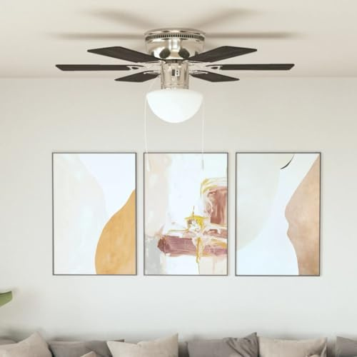 Zentexion Ventilador de techo decorativo con bombilla, 82 cm, color marrón oscuro, ventilador de techo con lámpara, 3 niveles, circulación de aire, ventilación para salón, dormitorio, cocina, oficina