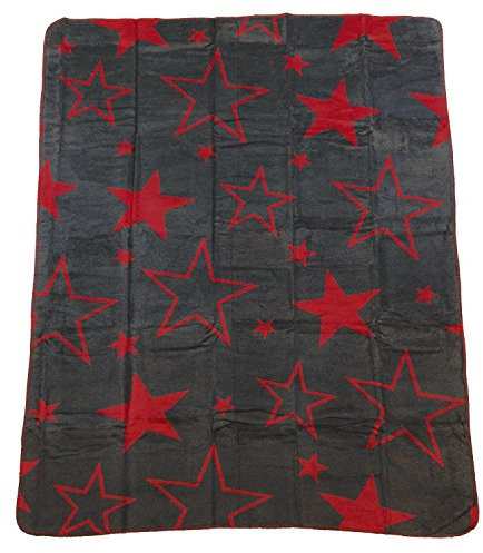 TREND Wohndecke Kuscheldecke Big Star 8020 anthrazit rot Sterne