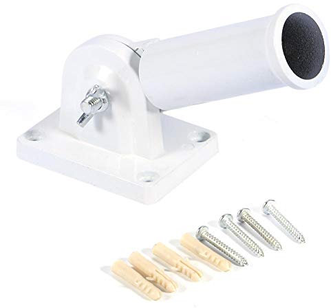 Zerodis Adjustable Angle Wall Mount Flag Pole Bracket with Screws - 30mm Diameter Metal Holder for Outside House, Garden, Yard