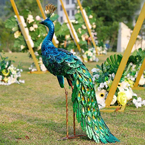 chisheen Statue de Paon Solaire d'extérieur pour décoration de Jardin en métal, décoration extérieure pour pelouse, Jardin, fête, Mariage, fête des mères, Jardinage, Cadeaux pour Femme