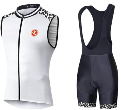 UGLY FROG Rennrad Herren Bike Wear Radtrikot Set Ärmellos mit Sitzpolster für MTB Fahrrad Sleeveless Cycling Jersey + Rad Bib Shorts Radsportanzug Westen Anzüge DEHerrenT20