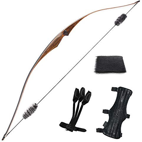 Huntingdoor 54 Zoll Langbogen Bogenschießen Jagdziel Pferdebogen RH Lang Bogen 20-35lbs lbs für Kinder, Jugendliche und Erwachsene (20Lbs)
